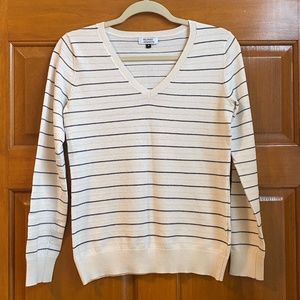 Galeries Lafayette V-neck navy striped sweater